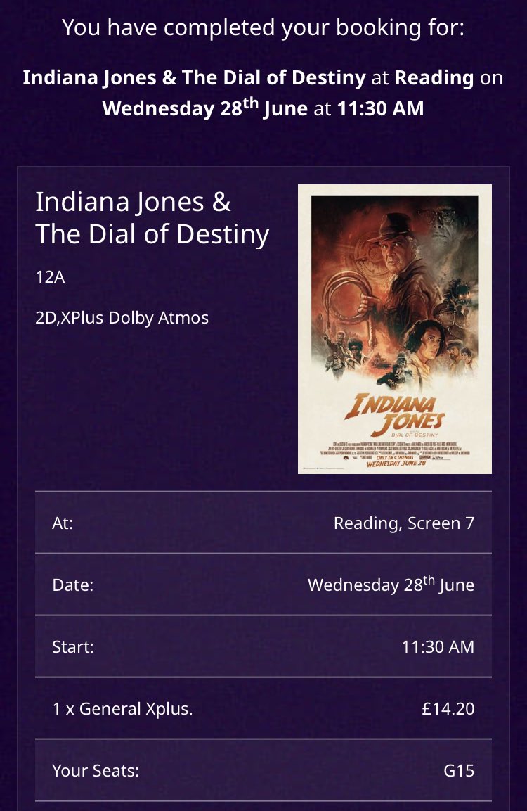 Booked 🤠 #IndianaJones #IndianaJonesAndTheDialOfDestiny  #ShowcaseCinema
