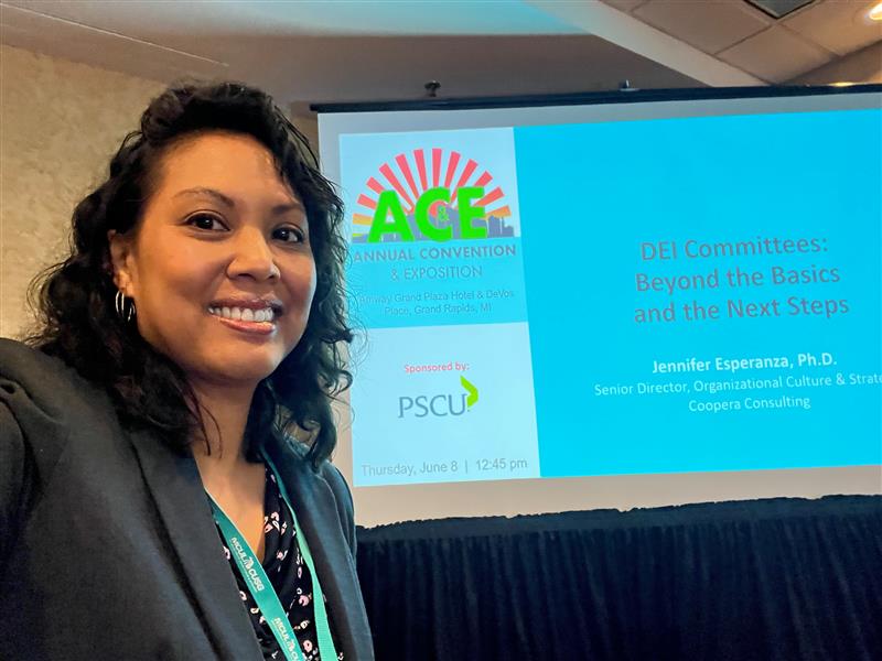 _Coopera's tweet image. Coopera's Jennifer Esperanza is honored to participate in the @MICreditUnions Annual Convention and Exposition in Grand Rapids. Today, Jenn shared her insights on DEI Committees, Initiatives, and the difference between change and transformation. #CUDEI #creditunions