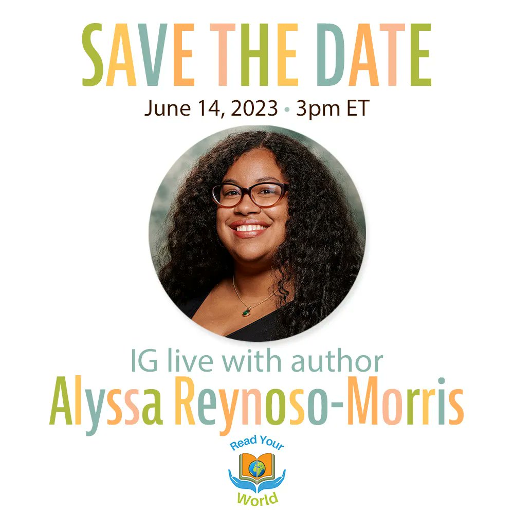 Save the Date! Our IG live with author @AReynosoMorris is Wed., 6/17/23, 3 pm ET! 
Alyssa Reynoso-Morris is a queer Afro-Latine/x Dominican and Puerto Rican storyteller:

buff.ly/3tZ9Kyc

#ReadYourWorld #kidlit #PrideMonth