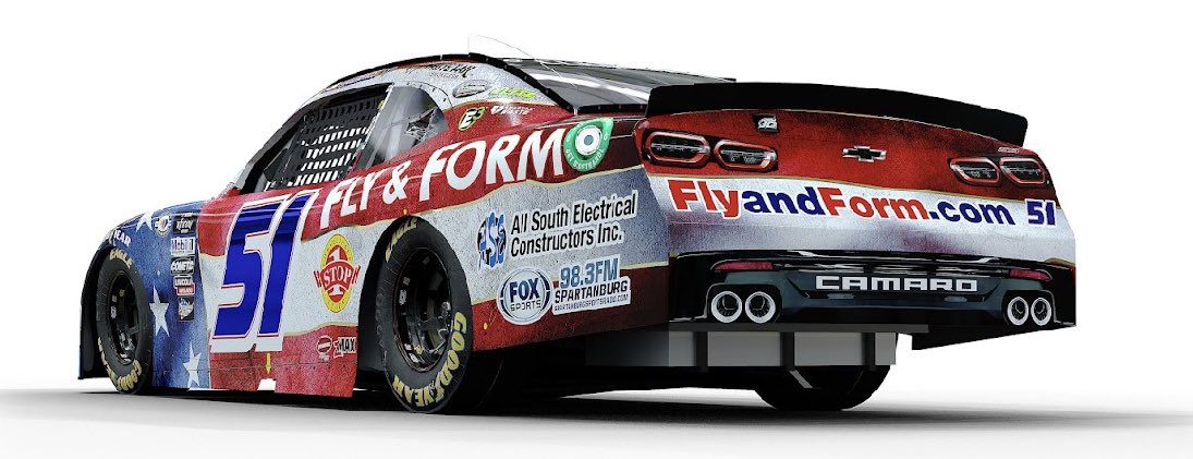 🚨 The @JClements51 American 🇺🇸 Badass #51 @TeamChevy returns to @ATLMotorSpdwy July 8th for the @alscouniforms 250 at 8pm. @JimmieJohnson inspired gold trim added to this years 🇺🇸 scheme! @JCR_Clements51