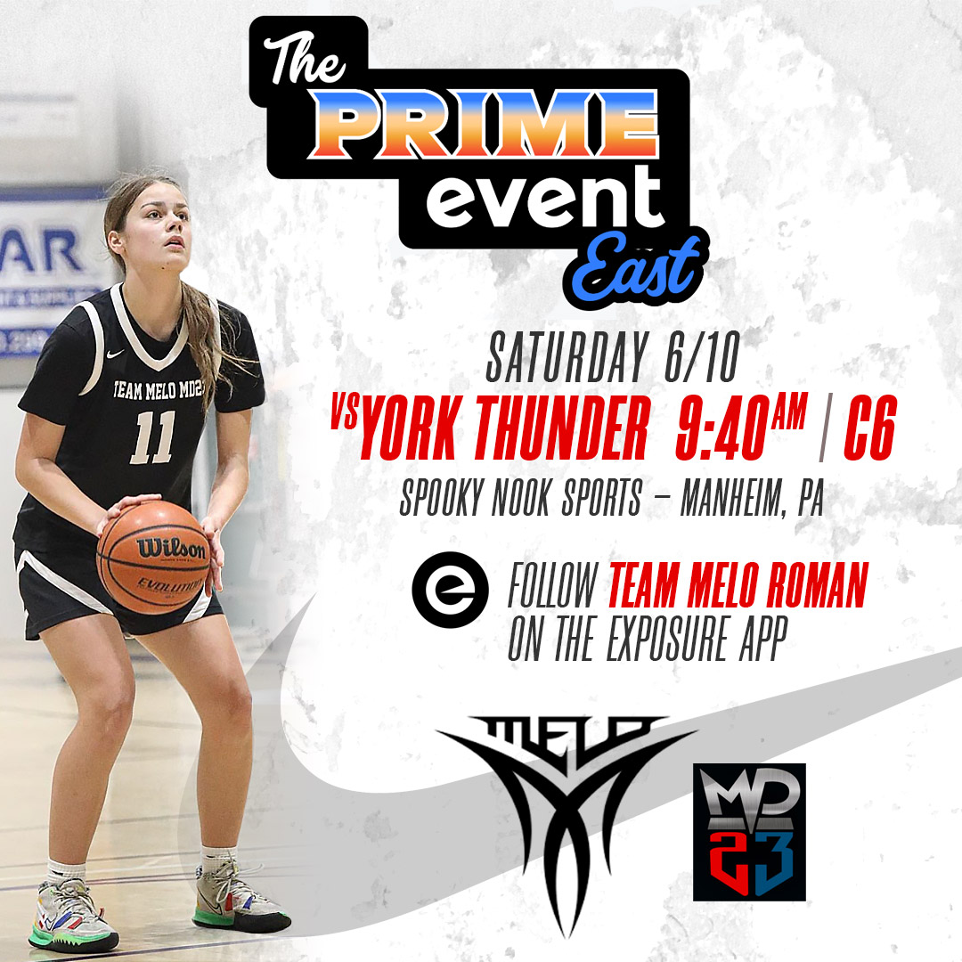Come watch <a href="/TeamMeloMD23GBB/">Team Melo MD23 Girls Basketball</a> Roman at this weekend's <a href="/SelectEventsBB/">Select Events Basketball</a> Prime Event East! <a href="/mdtigercoach00/">Coach Walt- Team Melo</a>