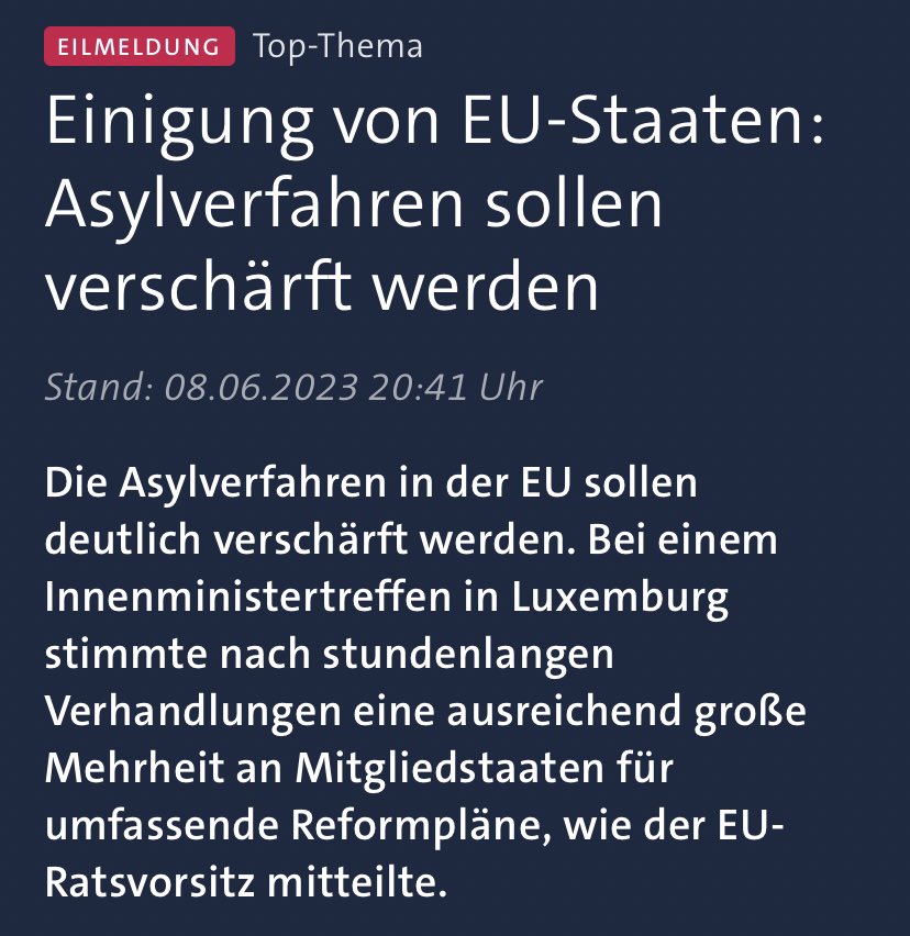 Wenn ich das richtig sehe: <a href="/NancyFaeser/">Nancy Faeser</a> hat gerade für die Inhaftierung unschuldiger, traumatisierter Geflüchteter Kinder gestimmt.

Diese vermeintliche Einigung wird auf dem Rücken der Menschen ausgetragen. 

Das ist unmenschlich und ich werde das so nicht akzeptieren.