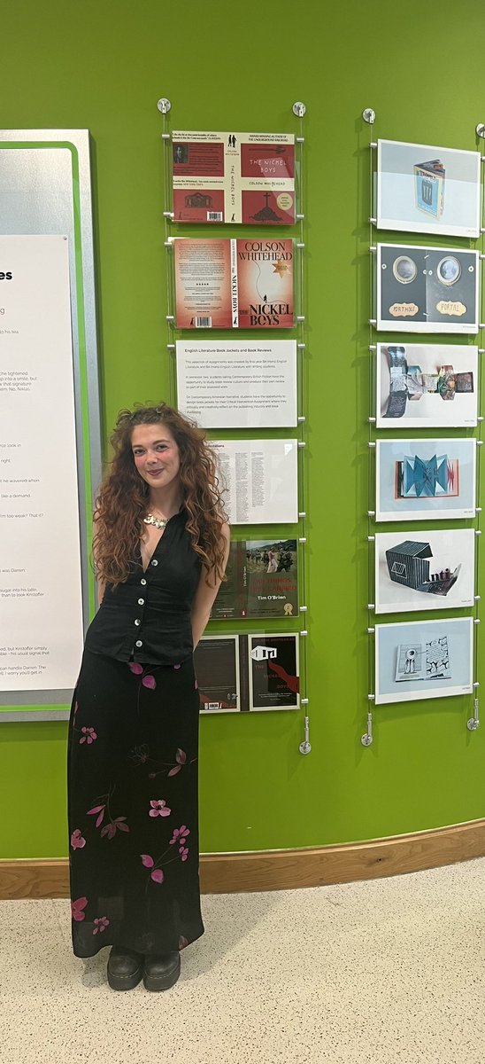 Wonderful School of Arts degree show tonight for our English Literature and English Literature with Writing students! This is Jasmine with her book jacket design, alongside other pieces from our amazing students <a href="/UWEBristol/">UWE Bristol</a> <a href="/emarco14/">Elena Marco</a>