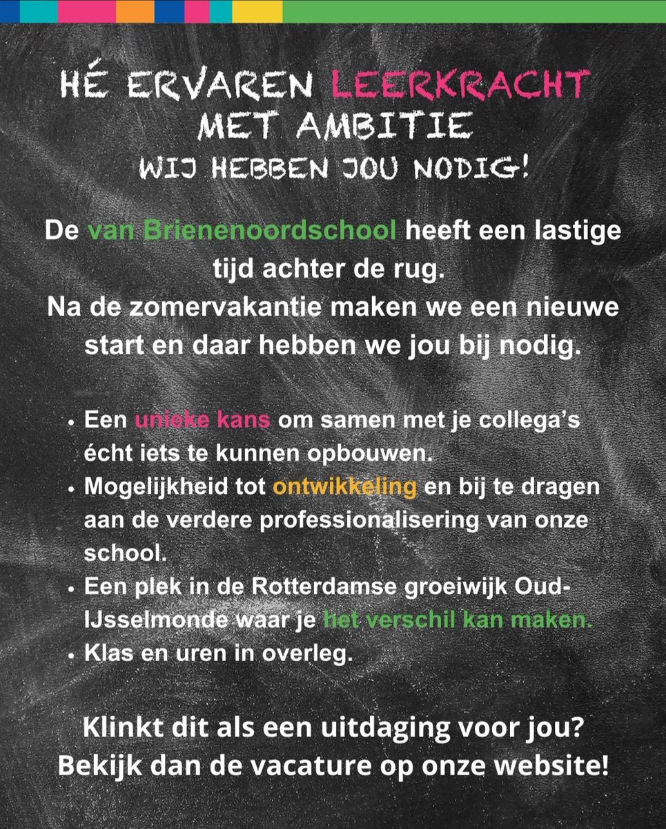 #vacature #Leerkrachten opgelet! De van Brienenoordschool heeft jou nodig! #nieuwestart
werkenbijpcbo.nl/werkenbij/vaca…