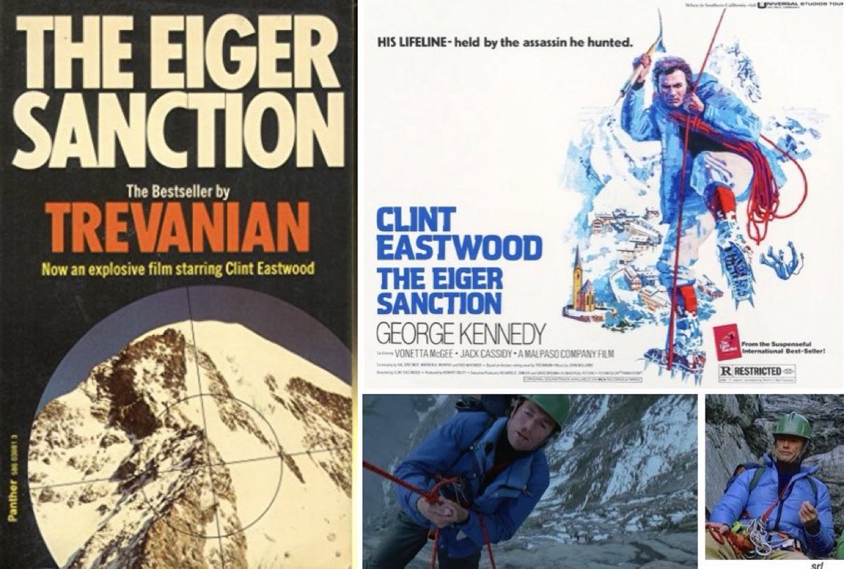 9pm TODAY on @BBCFOUR The 1975 #Action #Thriller film🎥 “The Eiger Sanction” directed by Clint Eastwood from a screenplay by #HalDresner, #WarrenBMurphy & #RodWhitaker Based on the 1972 novel📖 by #Trevanian (aka #RodneyWilliamWhitaker) 🌟#ClintEastwood #GeorgeKennedy