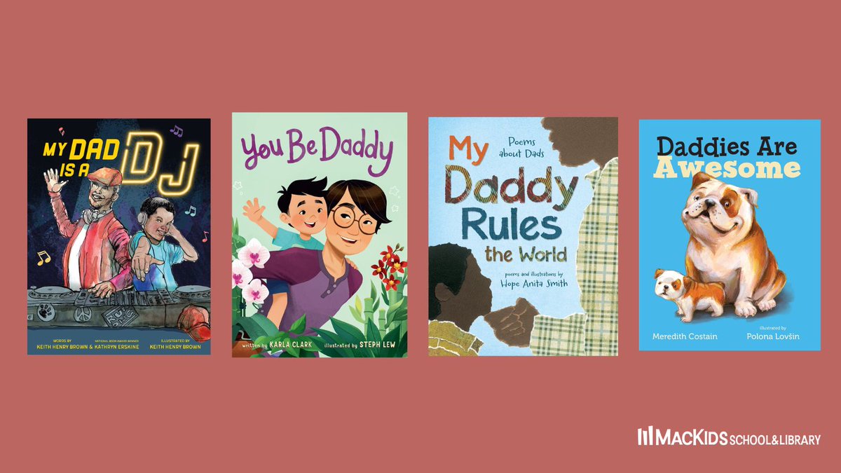 Macmillan Children's School & Library 📚 (@mackidssl) on Twitter photo Happy Father’s Day! Looking for a book to read aloud with the father figure in your life?
MY DAD IS A DJ by @kathyerskine & <a href="/iamtheleopard/">The JazzLeopard</a>
YOU BE DADDY by Karla Clark, <a href="/StephLewArt/">Steph Lew</a>
MY DADDY RULES THE WORLD by <a href="/HopeAnitaSmith/">Hope Anita Smith</a>
DADDIES ARE AWESOME by <a href="/MeredithCostain/">Meredith Costain</a>, Polona Lovšin Happy Father’s Day! Looking for a book to read aloud with the father figure in your life?
MY DAD IS A DJ by @kathyerskine & <a href="/iamtheleopard/">The JazzLeopard</a>
YOU BE DADDY by Karla Clark, <a href="/StephLewArt/">Steph Lew</a>
MY DADDY RULES THE WORLD by <a href="/HopeAnitaSmith/">Hope Anita Smith</a>
DADDIES ARE AWESOME by <a href="/MeredithCostain/">Meredith Costain</a>, Polona Lovšin