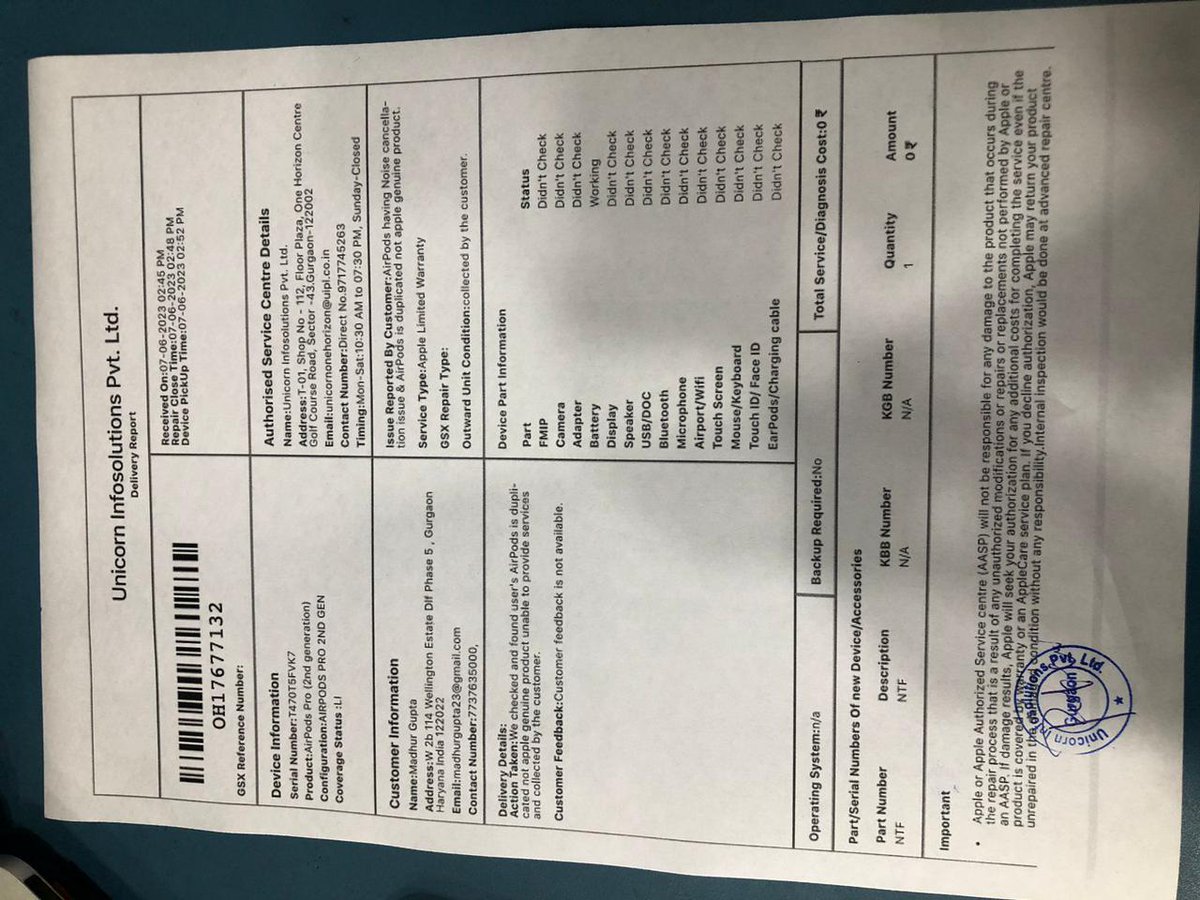 madhur_023's tweet photo. Pathetic services from Amazon. Sold a counterfeit @Apple product. I do have in writing from apple that product is duplicate (not a genuine apple product, attaching here for reference). @amazonIN  refuses to return / replace it, taking too long to investigate!
@AmazonHelp #FRAUD https://t.co/6dvVnEn9kQ