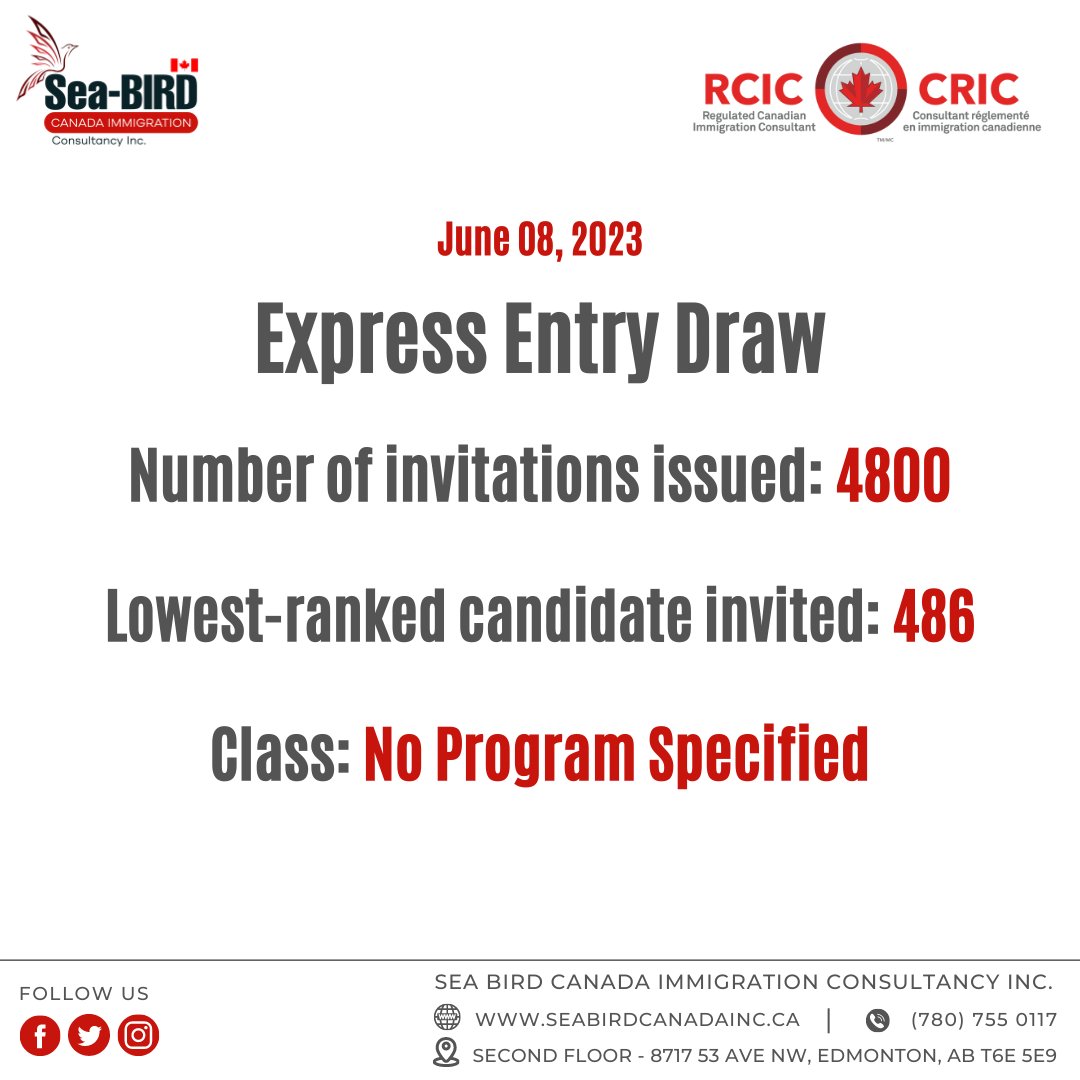 Express Entry Draw - June 08, 2023  

#CRS - 486 

#expressentry #canada #immigration #canadaimmigration #immigrationcanada #permanentresidency #immigratetocanada #expressentrycanada