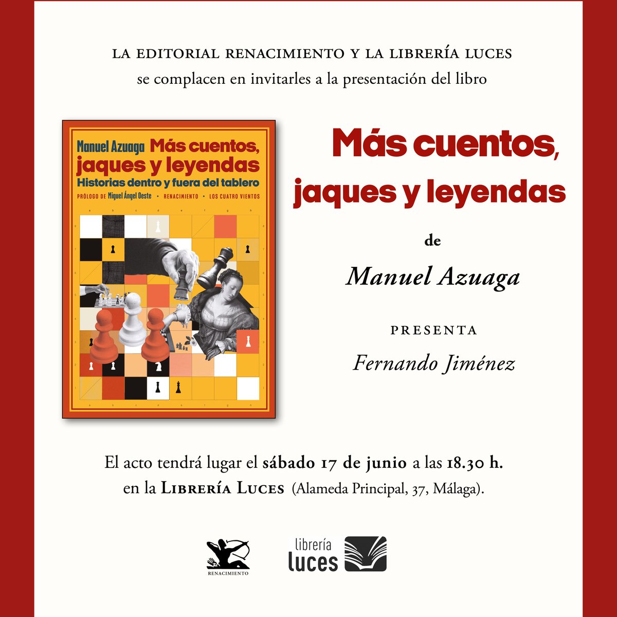 librerialuces's tweet photo. El sábado 17 de junio a las 18:30h. tendremos presentación en Luces de MÁS CUENTOS, JAQUES Y LEYENDAS. libro de @mazuagah. Publica @RENACIMIENTOED.

@flaneur_vert acompañará al autor en este acto que también podrás seguir en directo a través de YouTube.👉https://t.co/EJWqmvcIGn https://t.co/DTI9V8mI16