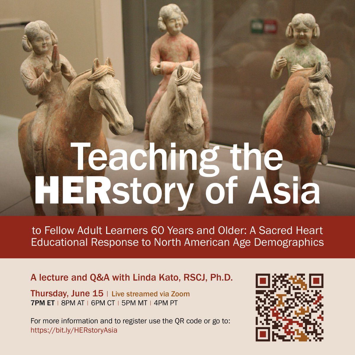 Next Thursday, our Province JPIC Office will host a Zoom program with Linda Kato, RSCJ, Ph.D. on Teaching the HERstory of Asia. We share this opportunity in light of our Province's JPIC priority to promote racial justice and our core value of education. bit.ly/HERstoryAsia