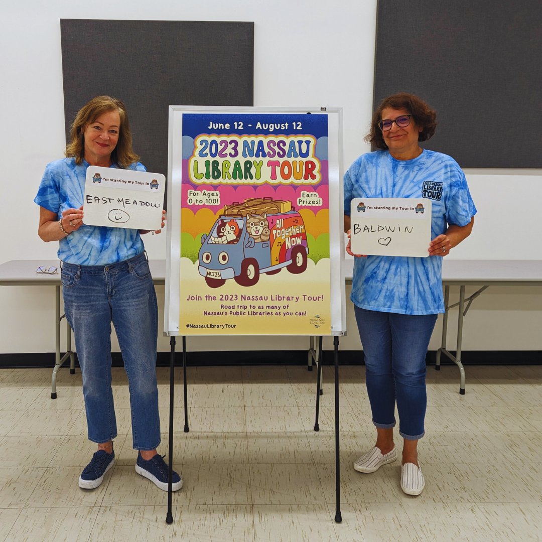 NassauLibSystem's tweet photo. Where are you going to start the #NassauLibraryTour? It can be at your home library, or any of the 58 participating locations!

Here's where NLS Staff plan to start:

Caroline: Freeport
Grace: Franklin Square
Lori: East Meadow
Roseanne: Baldwin
Gabe: Westbury
Rose: Levittown https://t.co/T77RQiFCnm