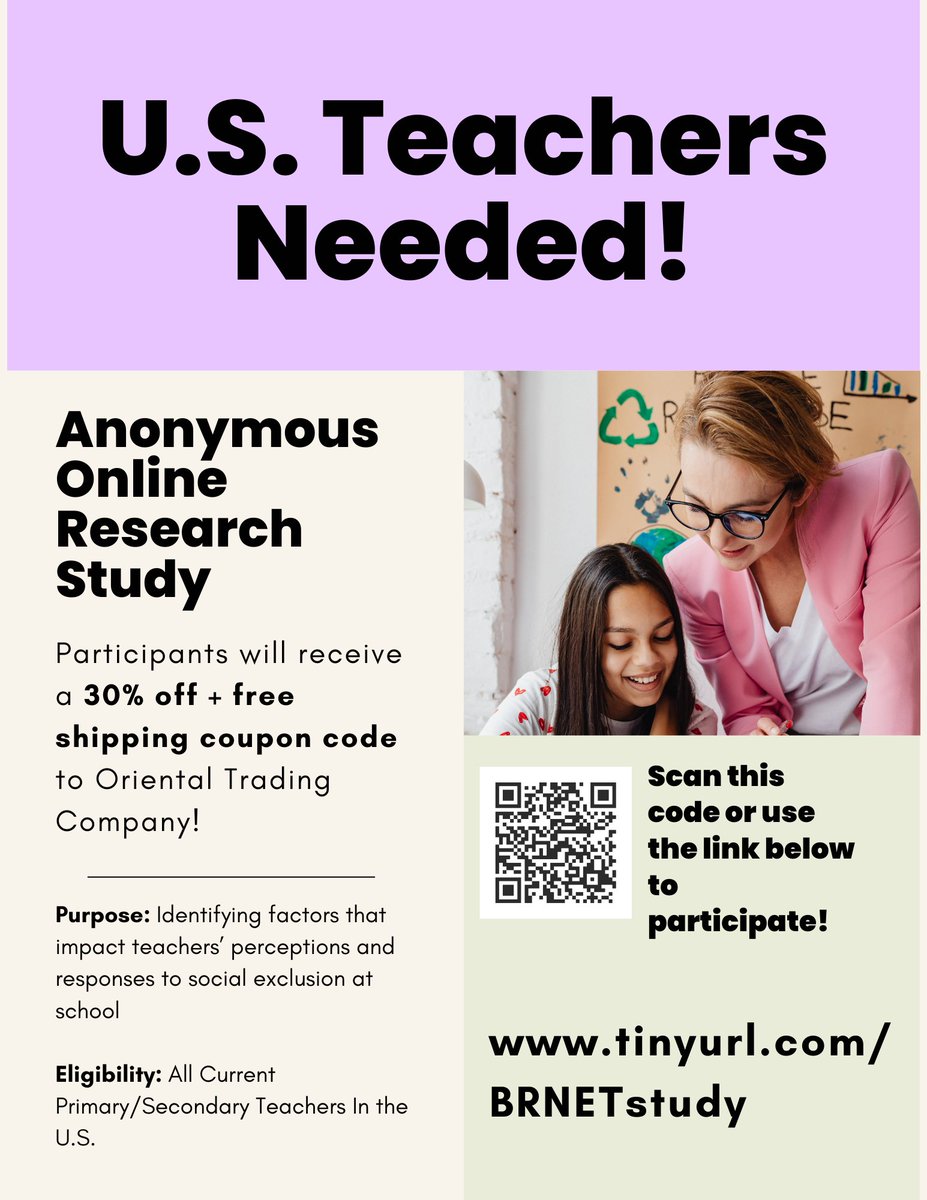 BRAVE_Lab_UNL's tweet photo. U.S. Teachers! Please consider participating in our online research study. 

Please see attached flyer and link for more information: 
https://t.co/AnFZDmkwVr https://t.co/jRBSnEiwKs