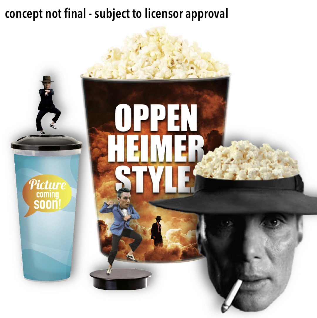 my (rejected) concepts for oppenheimer merchandise that you could buy at the concession stand, as it turns out management was appalled by my idea and quickly rejected the products