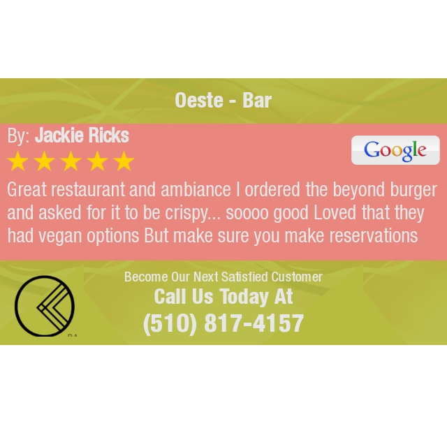 5 Star: Jackie R. "Great restaurant and ambiance I ordered the beyond burger and..." maps.google.com/?cid=911909947…