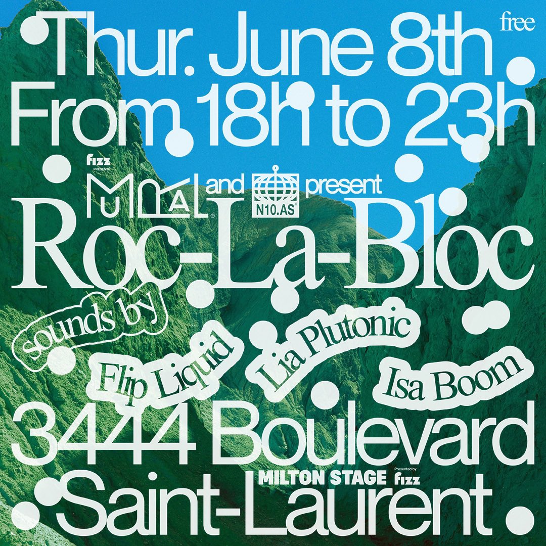 Free party gratuit on Milton x St Laurent for <a href="/MURALfestival/">MURAL</a> 
Flip Liquid • Isa Boom • Lia Plutonic from 6-11pm IRL only