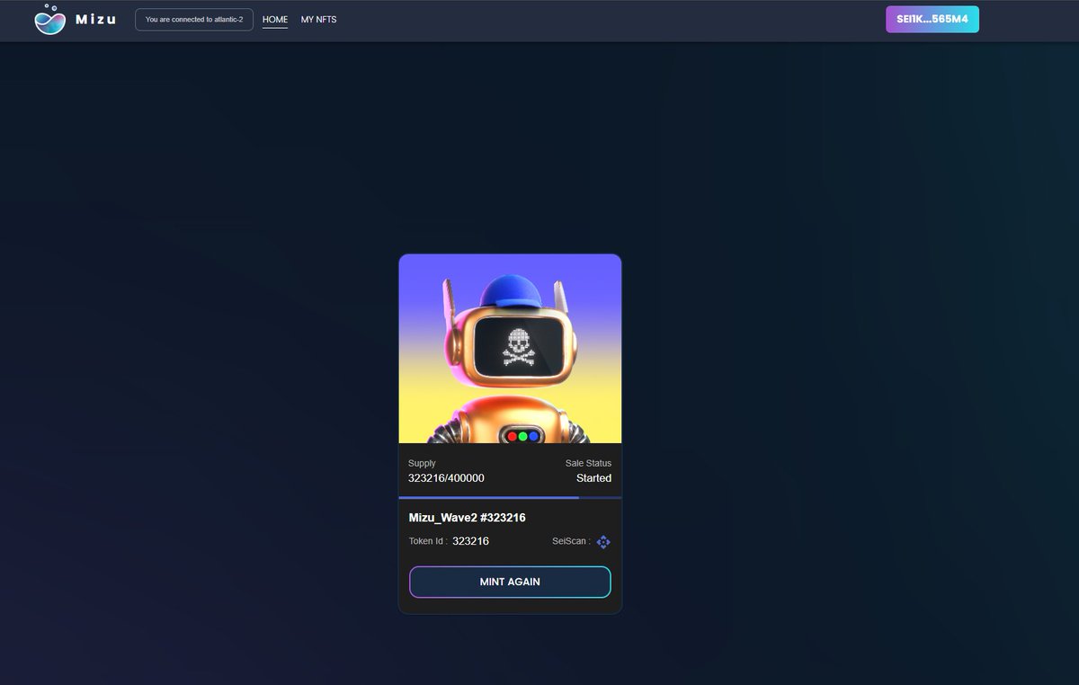 i just minted my first NFT on
<a href="/MizuMarket/">Mizu | The Sei Marketplace</a>

The Sei Marketplacese i1k32uqaayrupmkfgjgvxfx7em52y9hfzcq565m4