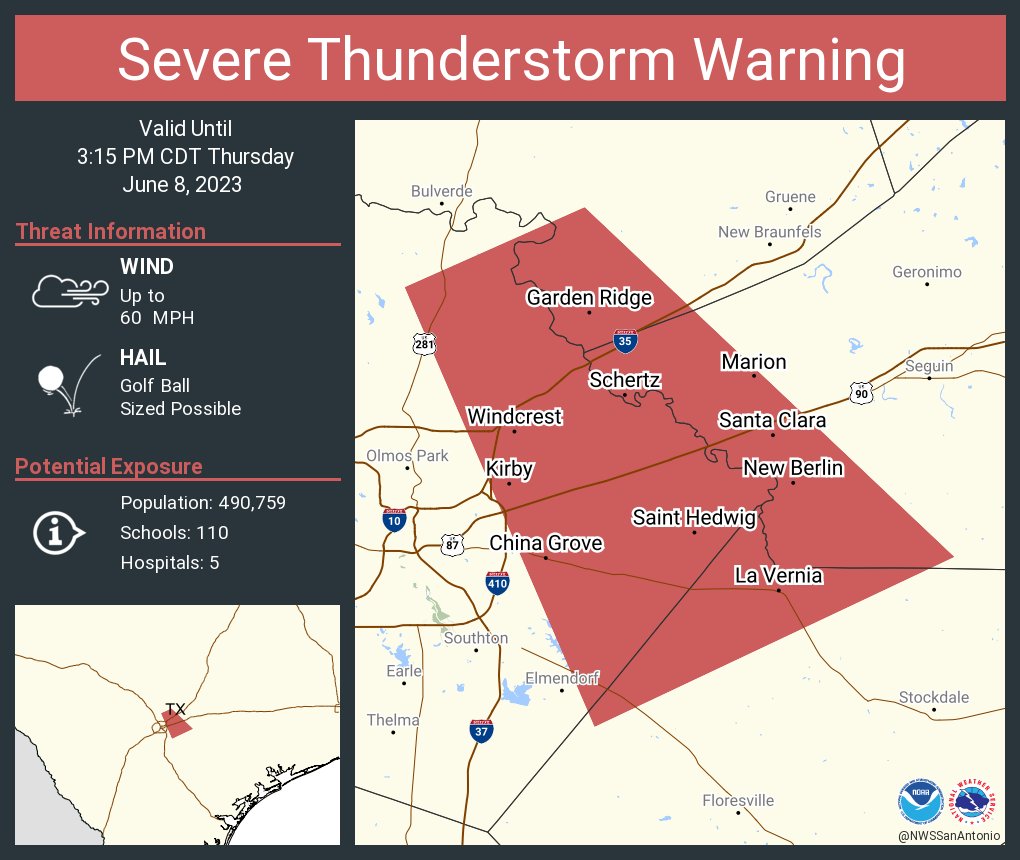 NWS Austin/San Antonio on Twitter "Severe Thunderstorm Warning