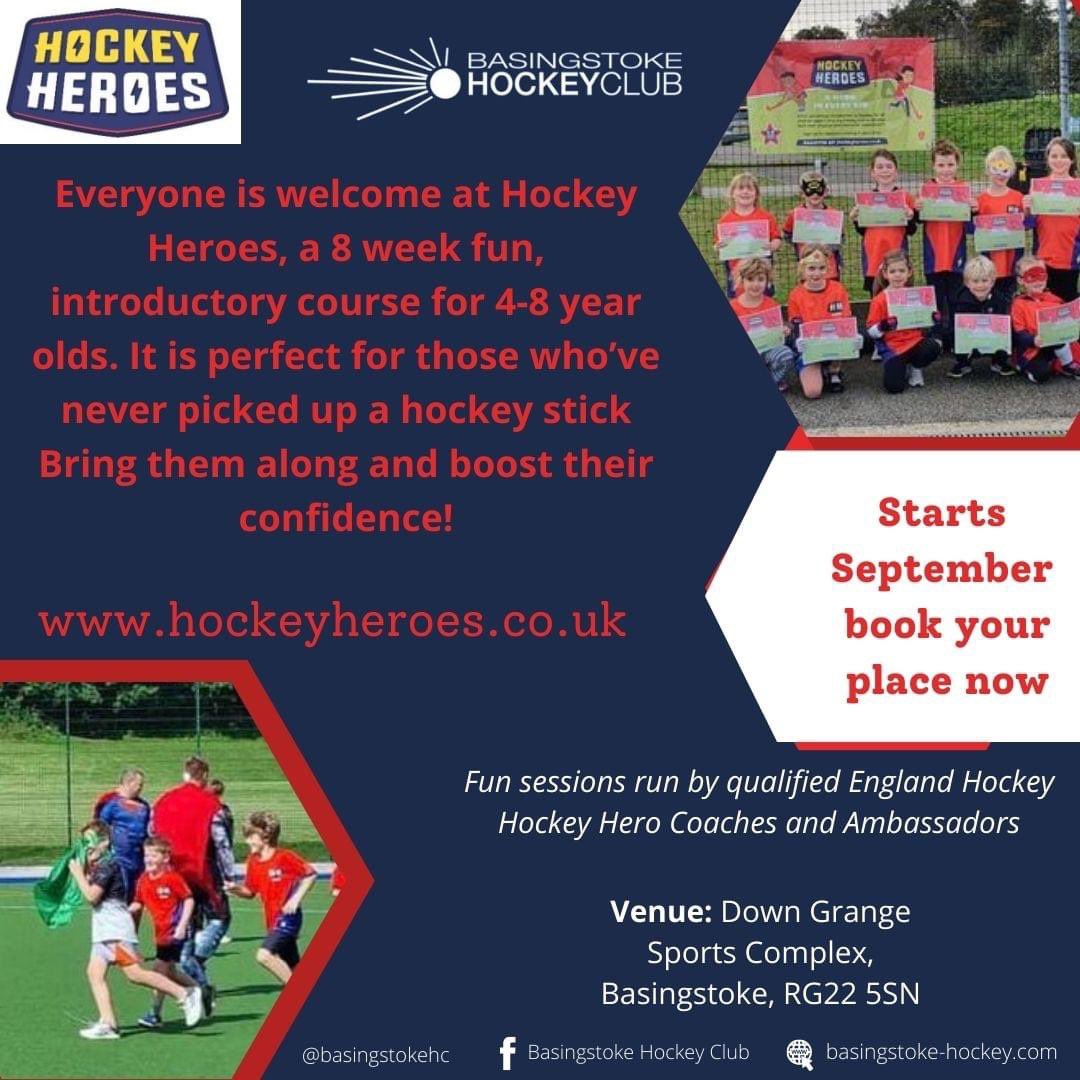 So excited bookings are already open for our September cohort book via www.hockey heroes.do.uk 
What will your superpower be? 
<a href="/BasingstokeHC/">Basingstoke Hockey</a> <a href="/EnglandHockey/">England Hockey</a> #hockeyheroes