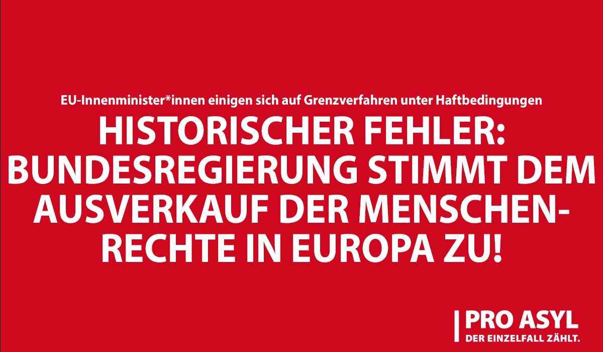 Es ist ein Frontalangriff auf das Asylrecht: Unter Zustimmung von Nancy Faeser haben die Innenminister*innen der EU heute verpflichtende Grenzverfahren unter haftähnlichen Bedingungen und massiv verwässerte Kriterien für angeblich »sichere Drittstaaten« beschlossen. (1)