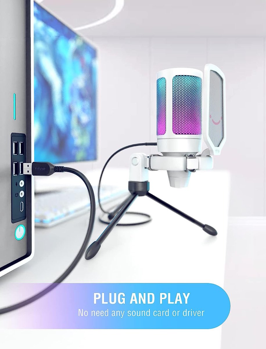 FIFINE AmpliGame USB Microphone, PC Gaming Recording Desktop Laptop Mic, RGB Streaming Podcasting Condenser Mic for Online Game, Vocal, with Mute Button, Gain Knob, Tripod Stand-A6V White 
Hurry Up 🔥Buy Now ⬇️
amzn.to/466QuBF