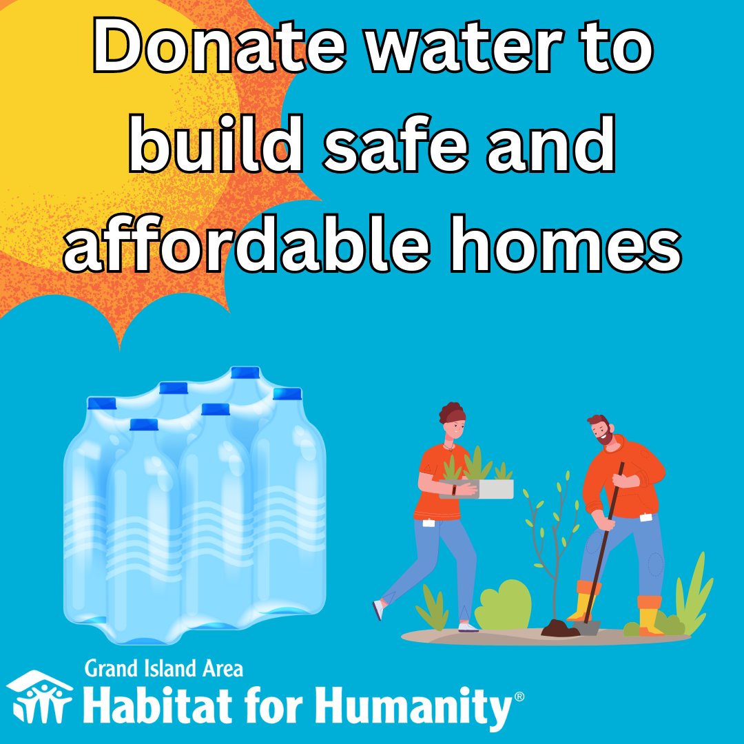 Summer is heating up and so is our mission! Donate water to keep our volunteers going strong during construction. Drop off donations at our office. Thank you for your support! #WaterForConstruction #AffordableHousing