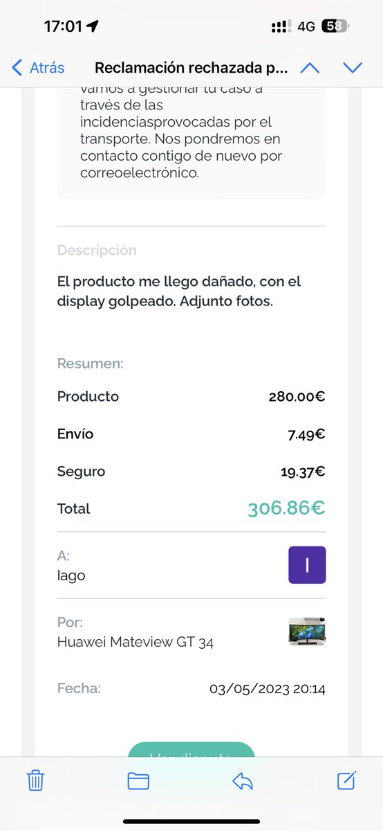 matieches's tweet photo. @wallapop Estafado por Wallapop! Me enviaron un Monitor roto , perdí el total de mi dinero!
Meses ahorrando, para perderlos culpa de @wallapop https://t.co/KhltKDhbE1