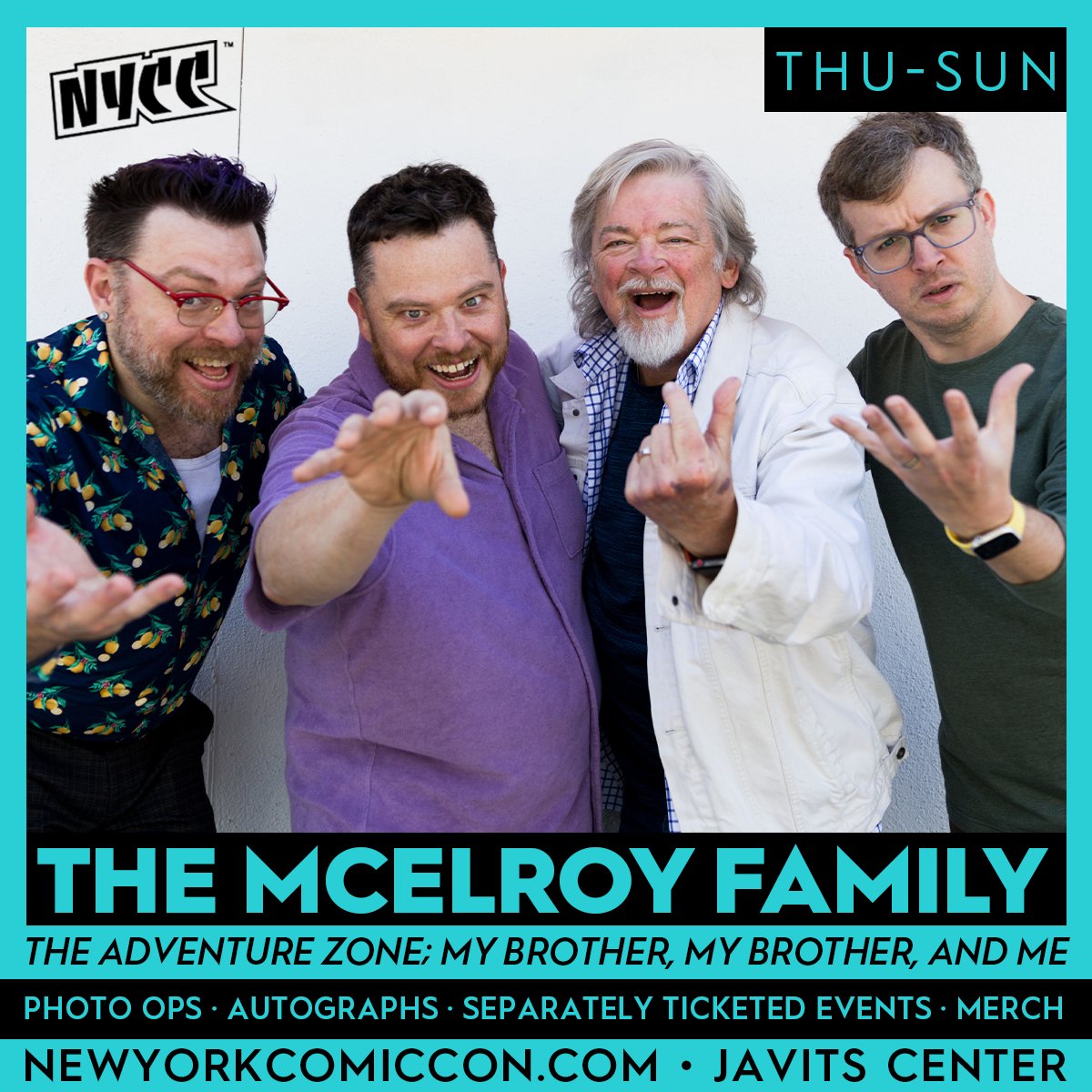 NYCC is about to be a good, good time! Clint, Griffin, Justin, and Travis McElroy – your favorite podcast hosts, graphic novel authors, and more – are joining us at New York Comic Con October 12-15.