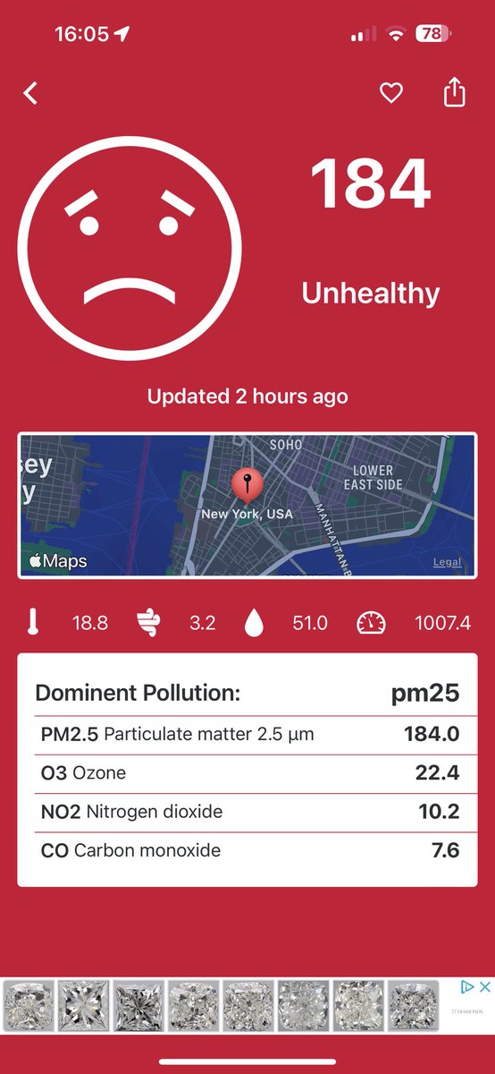 JbStevenard's tweet photo. Check Pollution in Washington, New York or Philadelphia 😭😷  you can check with this app 
https://t.co/D24kj492it
#pollution #pm25   #smog #Washington #newyork #philadelphia #wildfires https://t.co/k4rRCNdd6r