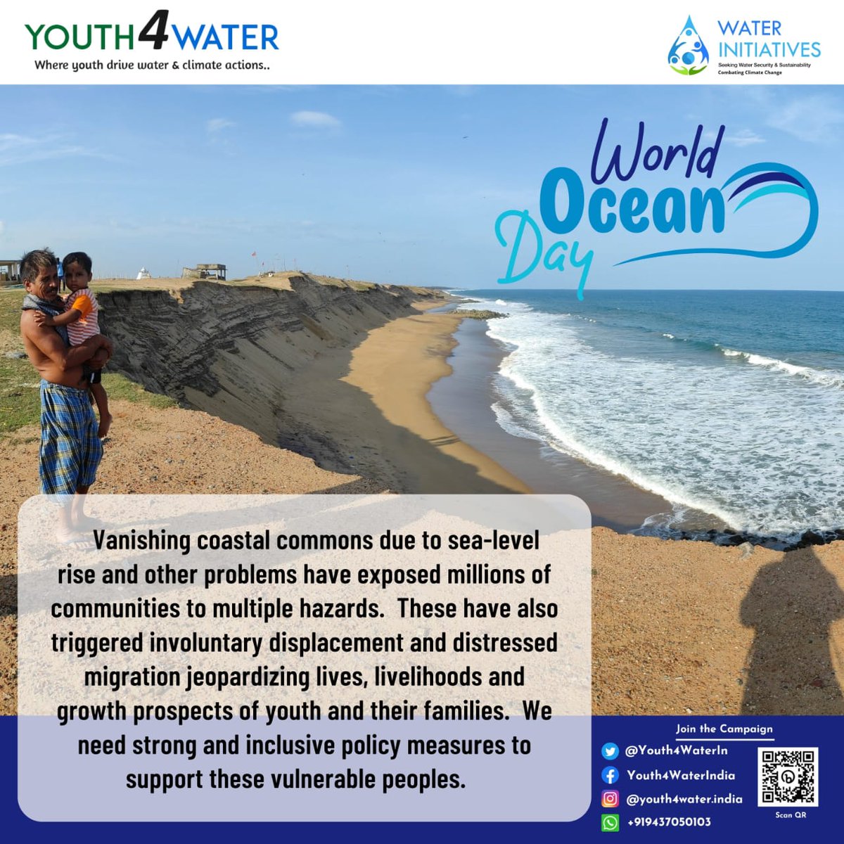 On #WorldOceansDay, we reaffirm our commitment to work together with #VulnerableCommunities impacted by #SeaLevelRise and related problems for ensuring #ClimateJustice. 
#Together4CoastalCommons 
#RelocationWithDignity
#JustMobility
#InclusiveClimateFinance 
#Youth4WaterIndia