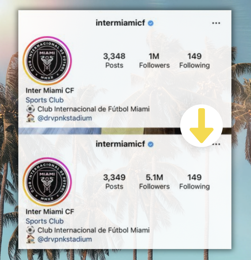 Within 24 hours, The Inter Miami Instagram Followers Went From 1M -> 5M+, And Has Now More Than Any Team In The NFL 🏈, MLB ⚾️, NHL 🏒, Or The MLS ⚽️

#Messi #MessiMiami #MessiToMiami #Messi𓃵 #InterMiamiCF #InterMiami #intermiamifc #Miami