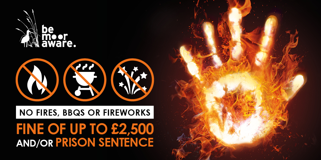 ☀ As the warm weather continues, we want to remind people to act responsibly and protect the moors if you are going out to enjoy the countryside. 

🚫 Our message is simple: NEVER have a fire or barbecue on the moors.

#BeMoorAware