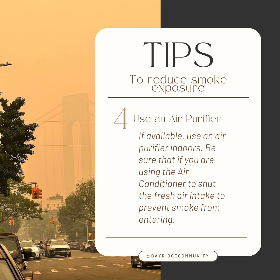 bay_development's tweet photo. Due to the Air Quality Health Advisory in effect, the #BRCDC office is closed. We want to ensure our community is safe, so here are some tips on how to stay safe. We care about our community and those affected by the current conditions, so please Stay Safe NYC! #BayRidge https://t.co/bBeACDM3Oy