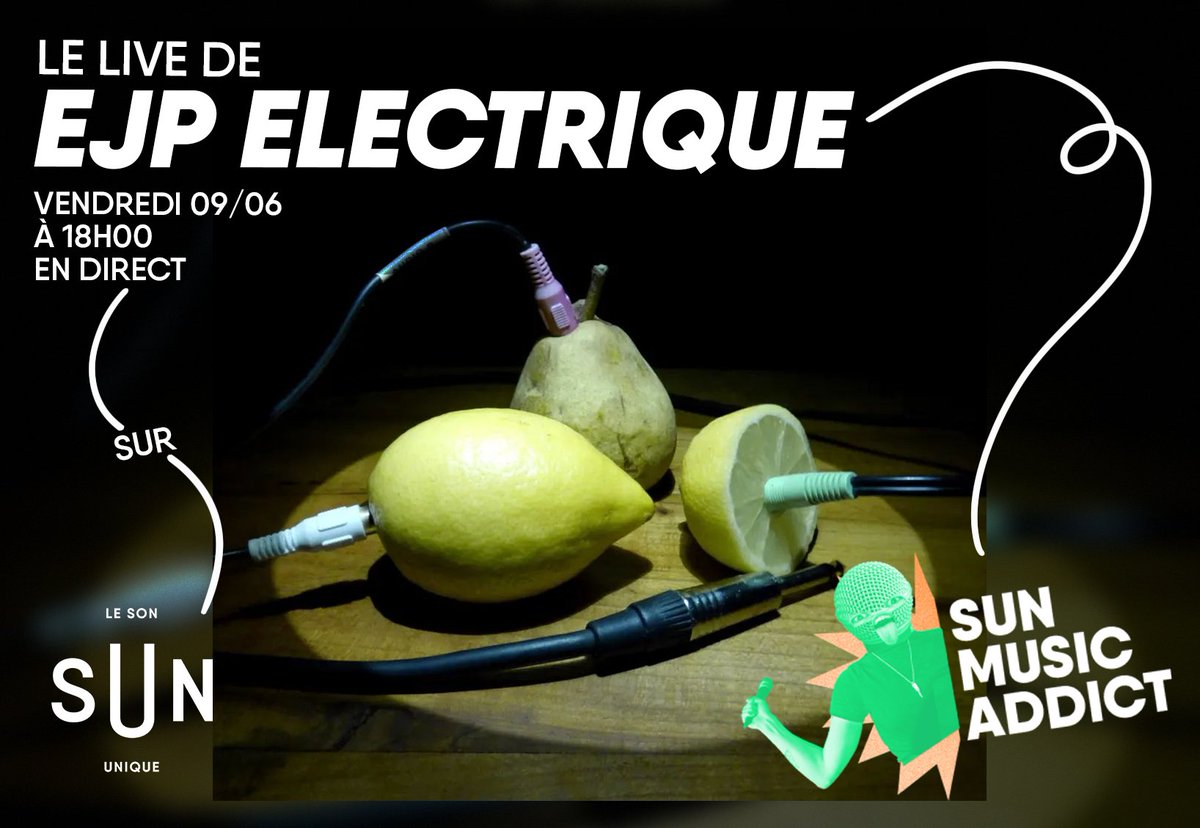 LeSonUnique's tweet image. Demain à l&apos;antenne : du groove électrique prêt à faire voyager nos sens dans des contrées doucement acidulées. 🍋 EJP Électrique sera dans notre studio pour le #SUNMusicAddict ! 

📻 Branchez-vous le 09 juin à 18h00 sur les ondes de SUN. 🌞