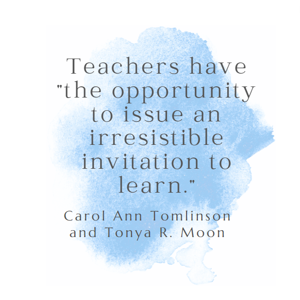 DaceKallie's tweet image. As I prepare for the undergraduate/graduate courses I am teaching this fall, I want to continue grappling with Carol Ann Tomlinson's wisdom: Teachers have "the opportunity to issue an irresistible invitation to learn." @cat3y
#differentiatedinstruction #makelearningfun