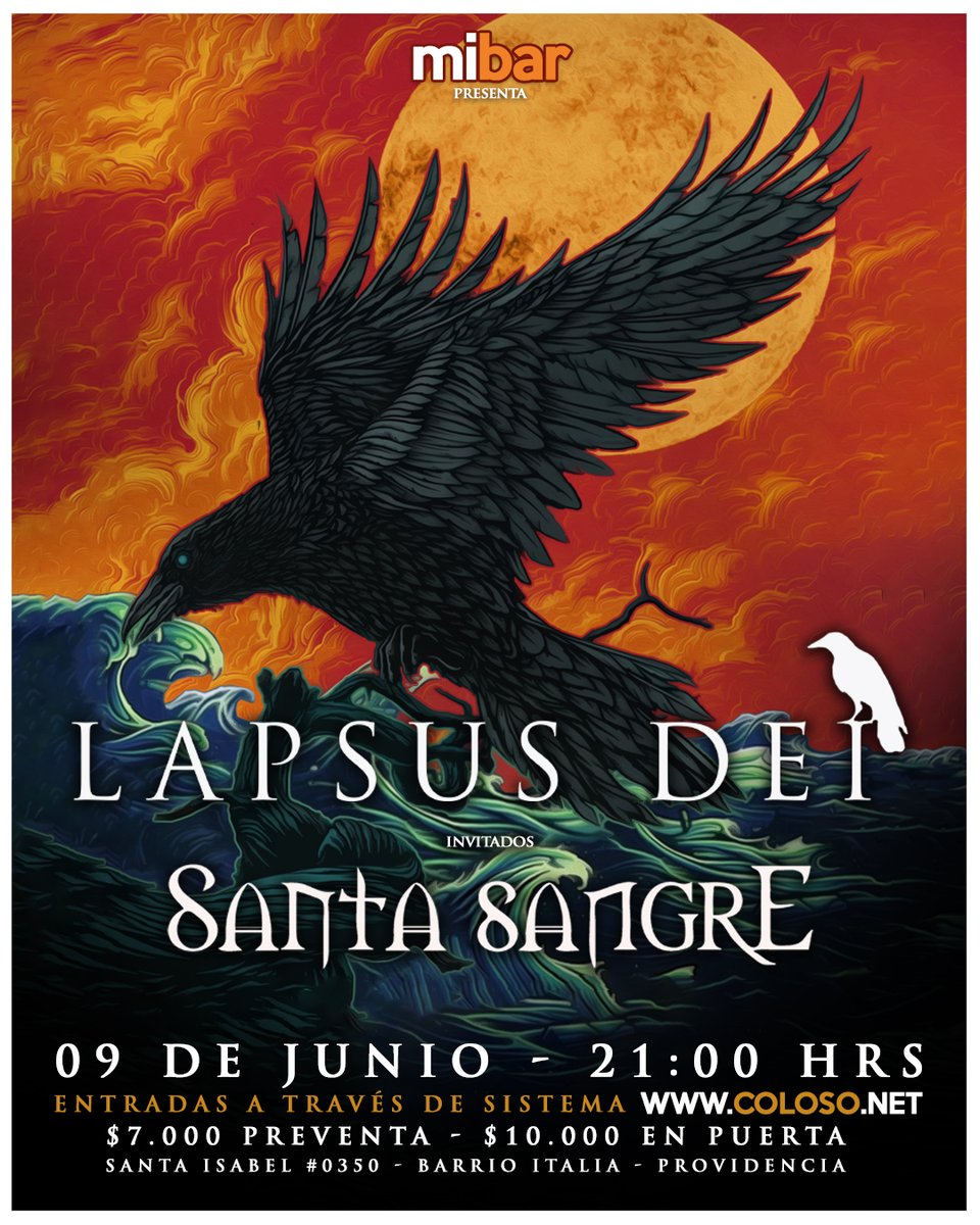 Sorteo: Lapsus Dei se presentará en MiBar
Gana invitaciones para la cita del viernes 9 de junio

La cita tendrá de invitados a Santa Sangre y tenemos invitaciones para sortear. Escríbenos ya a concurso@rockaxis.net con tus datos (nombre y rut) 
rockaxis.com/metal/noticia/…