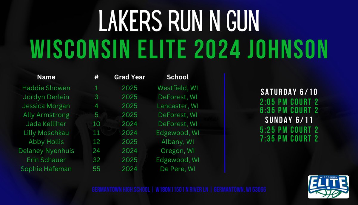 🗓️SCHEDULE UPDATE 🗓️

Our 2024 Johnson Team schedule for the Lakers Run N Gun has been changed.