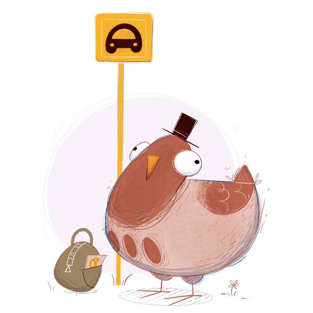 Here’s a chicken on her way to work (probably before her maternity leave kicks off!) #kidlitart #kidlitart #kidlitillustration #kidlitartist #kidlitillustrator #picturebookillustration #picturebookart #picturebookartist #illustrator #illustration #childrensbookillustration