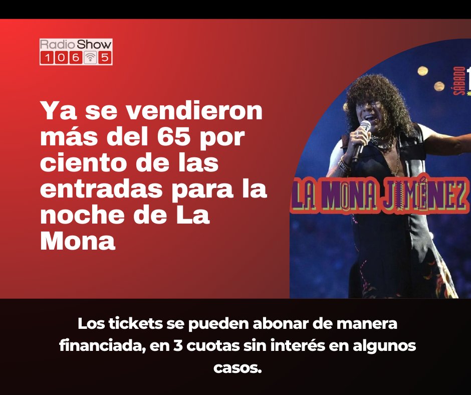 RadioShow1065's tweet photo. Los tickets se pueden abonar de manera financiada, en 3 cuotas sin interés en algunos casos.
Más info: https://t.co/7ruuOYU7dP https://t.co/rkd8G5OUKx