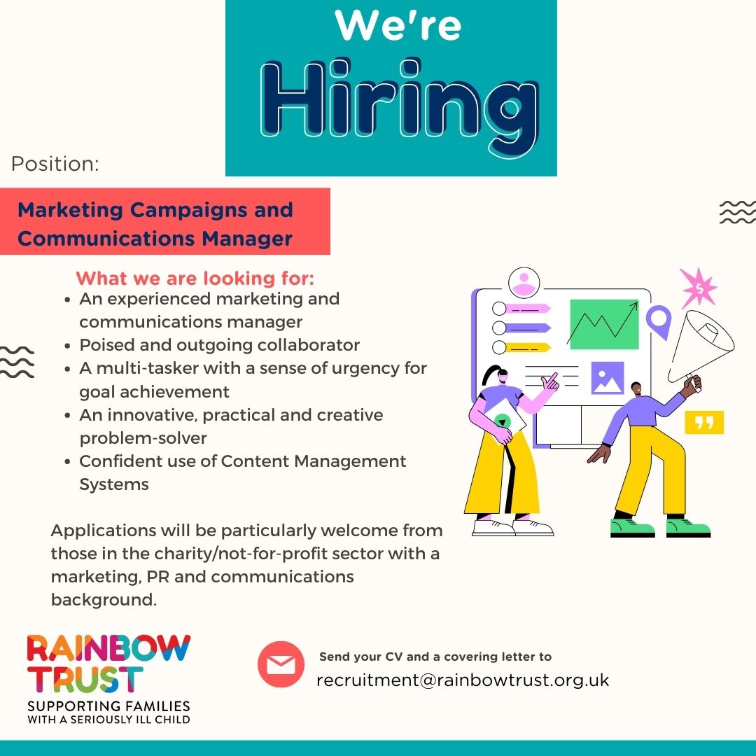 WE ARE RECRUITING a Marketing Campaigns and Communications Manager.  

This exciting role includes developing Marketing campaigns and communications, influencer and celebrity management, PR & media management, strategy development, and reporting.

#charityjob #marketingjob #PRjob