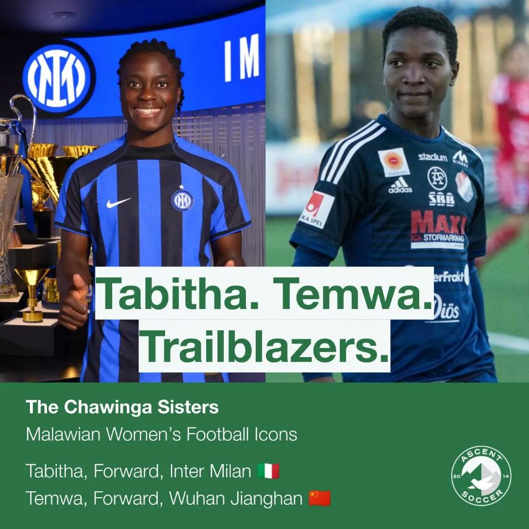 From Malawi to the world: Temwa and Tabitha Chawinga are an inspiration to us all! ⚽🇲🇼 

These two sisters have made a name for themselves in the world of football and their success serves as a shining example of what young Malawians can achieve. 🌟

#risetothetop