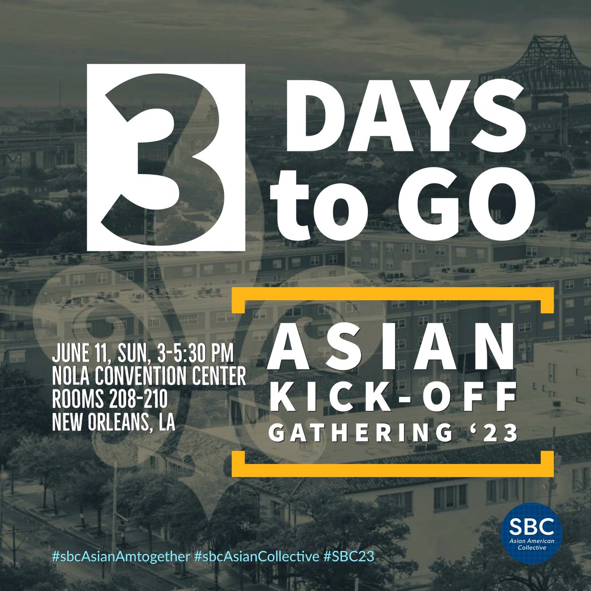 sbcAsianAm_'s tweet photo. ASIAN KICK-OFF | June 11, Sun, 3-5:30pm | Looking forward to our gathering as we connect, collaborate, and celebrate God’s movement among Asian ministries across our convention. #sbcAsianCollective #sbcAsianAmtogether #SBC23
@peteryanes @SBCExecComm @IMB_SBC @NOBTS @NAMB_SBC https://t.co/MGTWNH9Llq