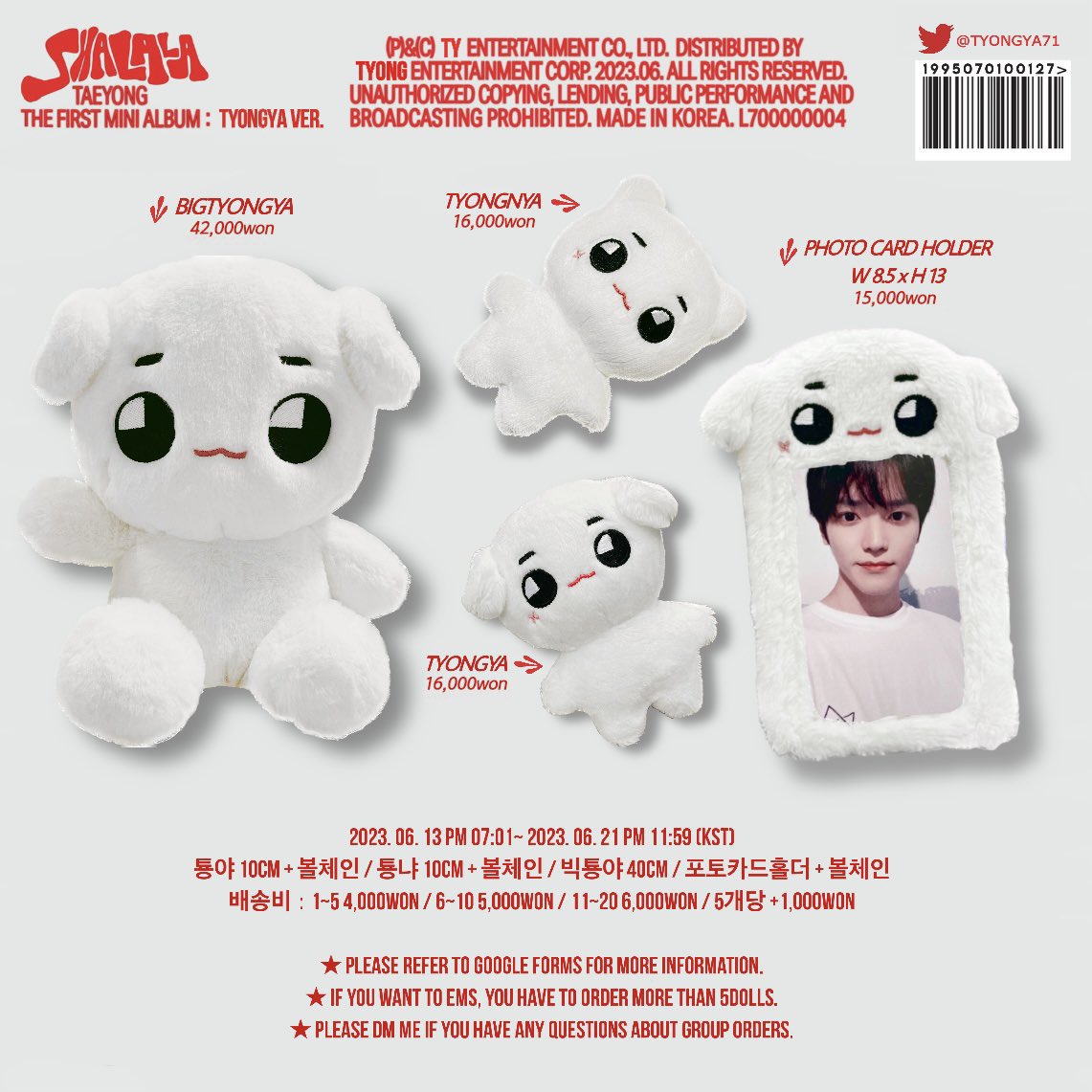 TAEYONG テヨン ぬいぐるみ tyongya ビッグテョンヤ 40cm