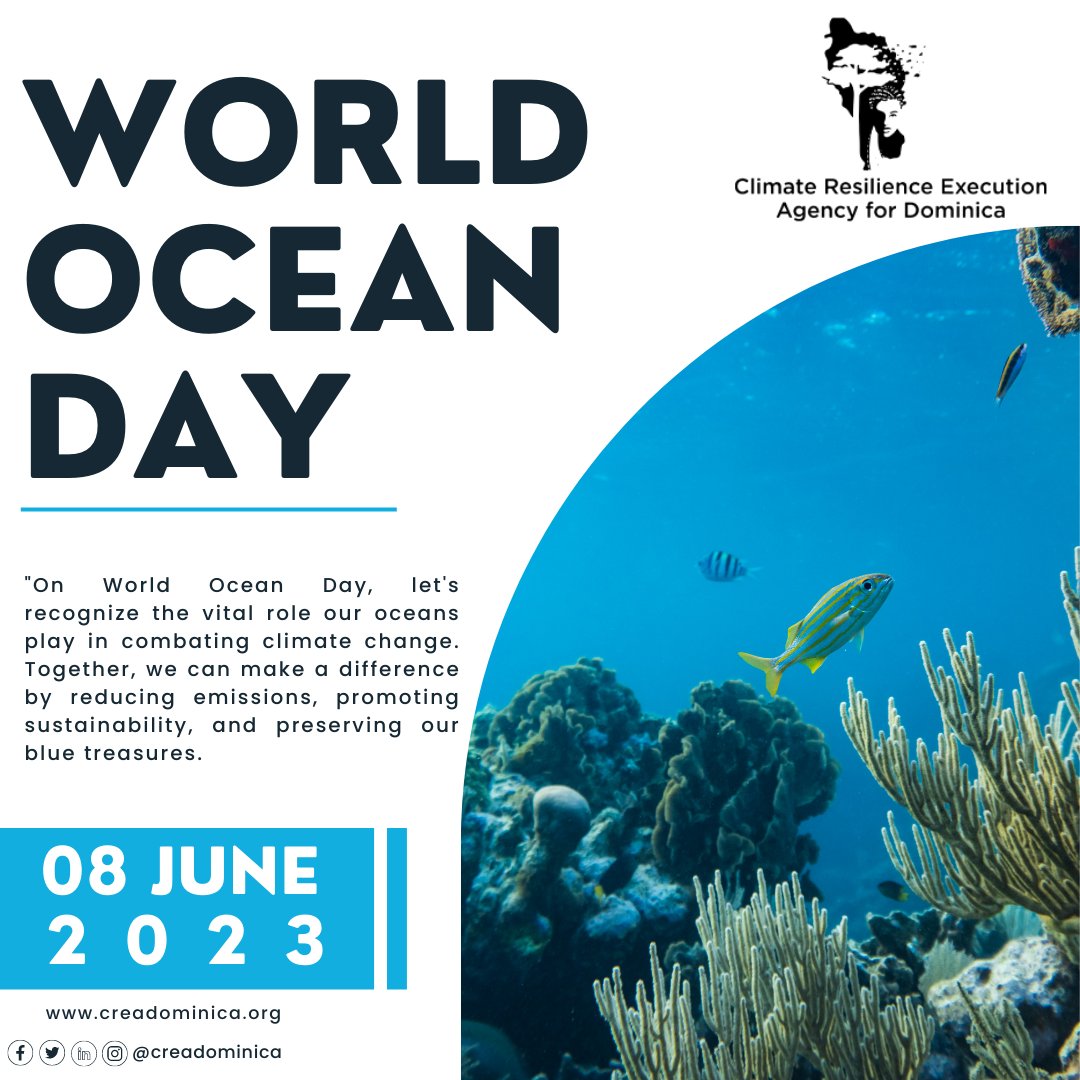 Join the global movement as we navigate the shifting tides of Planet Ocean. Together, let's embrace change, explore the depths, and forge a sustainable path towards a thriving future for our oceans. 🌊💙 #WorldOceansDay #PlanetOcean #TidesAreChanging #CREADominica