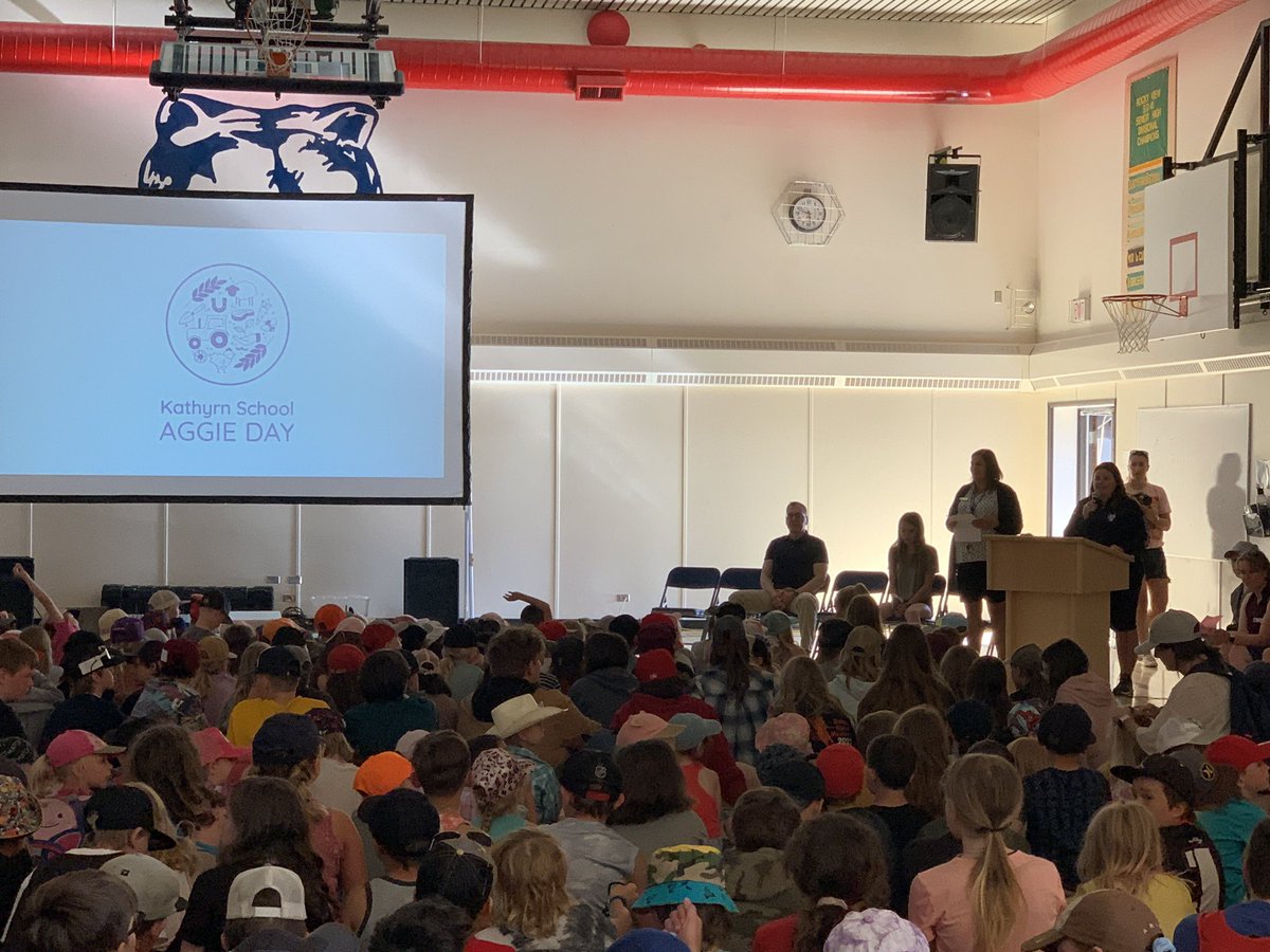 KathyrnSchool's tweet photo. Here we go! We are so excited for our first Kathyrn Aggie Day! Thank you to all guests and students @Beiseker_school for joining us! #rvsed #agforlife https://t.co/09vZUwdlmL