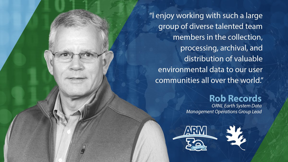 ORNLBio_Env's tweet image. The aptly named Rob Records leads the Earth System Data Management Operations Group at @ORNL, dedicated to smooth operation and distribution of #atmospheric #data for Earth scientists worldwide via the #ARMData Center. #ARM30