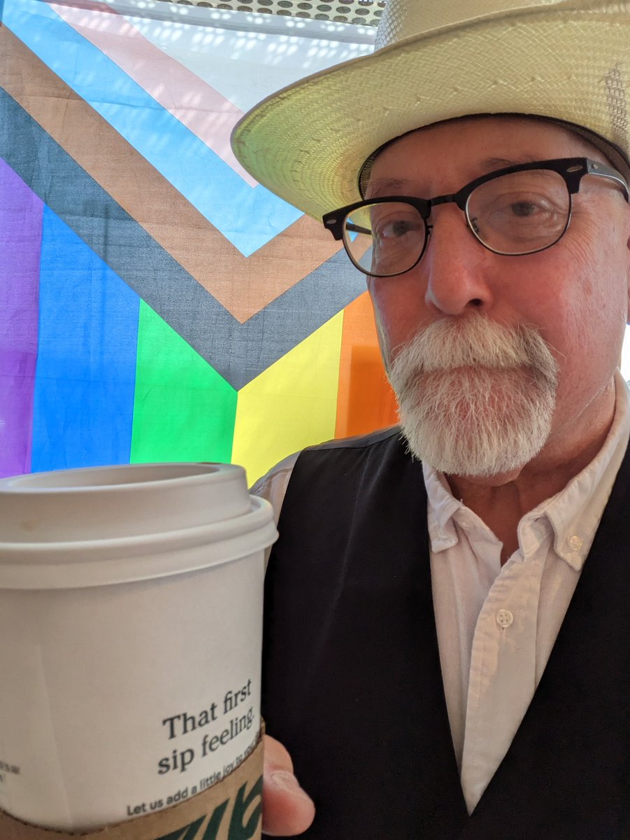 JoeNewberry's tweet photo. Coffee Diem.  The Big White Hat is covering up the gash on my head from shaving this morning. Thankful.

#CoffeeDiem #BigWhiteHat https://t.co/ScRJkAeAmF