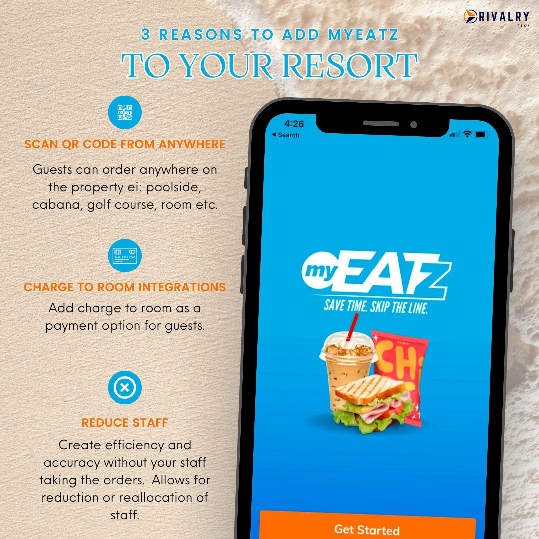🌴📲✨ Elevate your guest experience while reducing staffing needs w/ myEATz mobile ordering!

Learn more: bit.ly/3xct79R 

#ResortInnovation #ConvenienceAtYourFingertips #mobileordering #roomservice #resorts #leisure #saas #innovation #tech #techenabled #customerservice