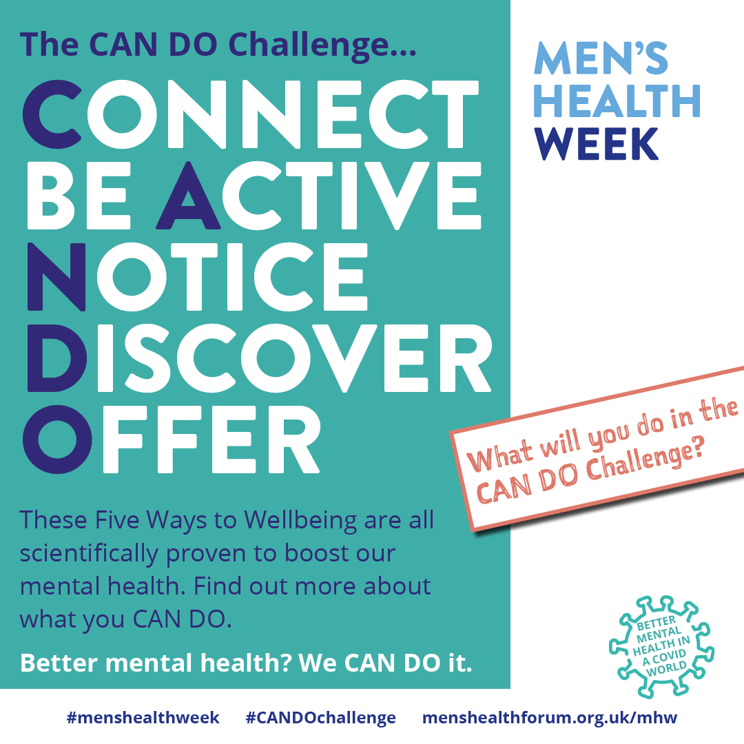 HWUAthenaSwan's tweet photo. This year's #MensHealthWeek theme is around Men's health and the internet. Some addictions which particularly affect men have been exacerbated by the internet. Take a screen break and try the @MensHealthForum's CAN DO challenge instead.... https://t.co/3z7vOfAw0K