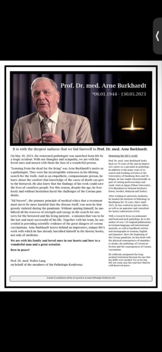 DoctorCole's tweet photo. Let us all be grateful for heroes. Professor Dr. Arne Burkhardt was one! https://t.co/TqUB58ACVU