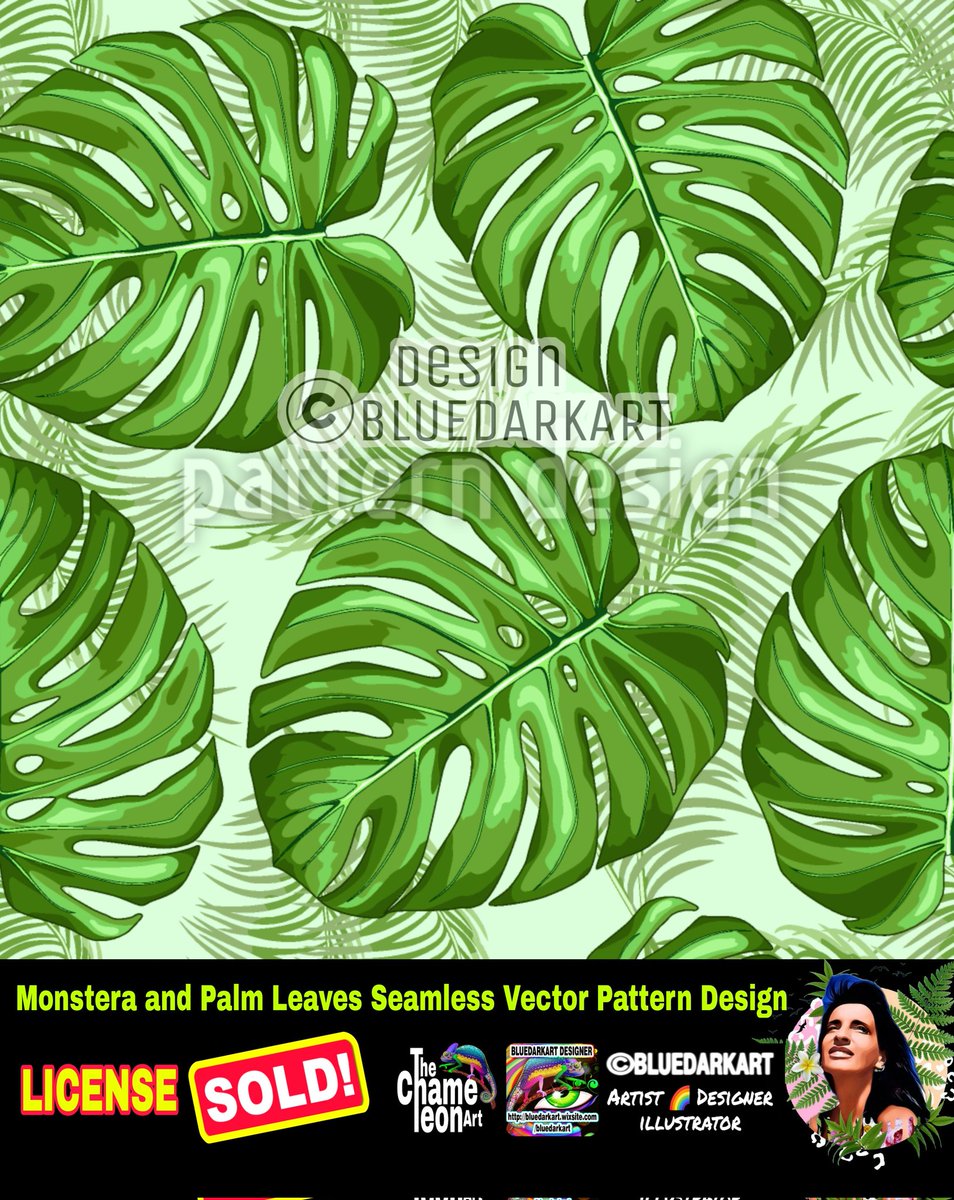 #License to use #SOLD! 🌿 #Monstera & #Palm #Leaves #Seamless #Vector #Pattern #Design 🌿 #vectorart ©️ @TheChameleonArt @bluedarkArt 👉🏾 patterndesigns.com/en/design/2388…
▪︎
🔥 My #Portfolio 👉🏾 patterndesigns.com/en/designer/87…
▪︎
#green #summer #textilepattern #Trending #copyright #Tiktok